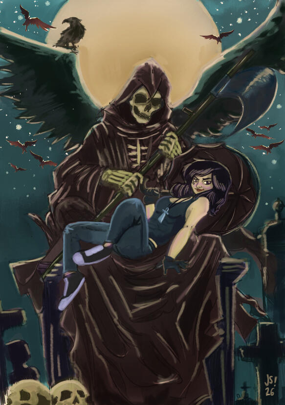 Muerte (Sandman) Lápiz, y pintura digital con Clip Studio Paint